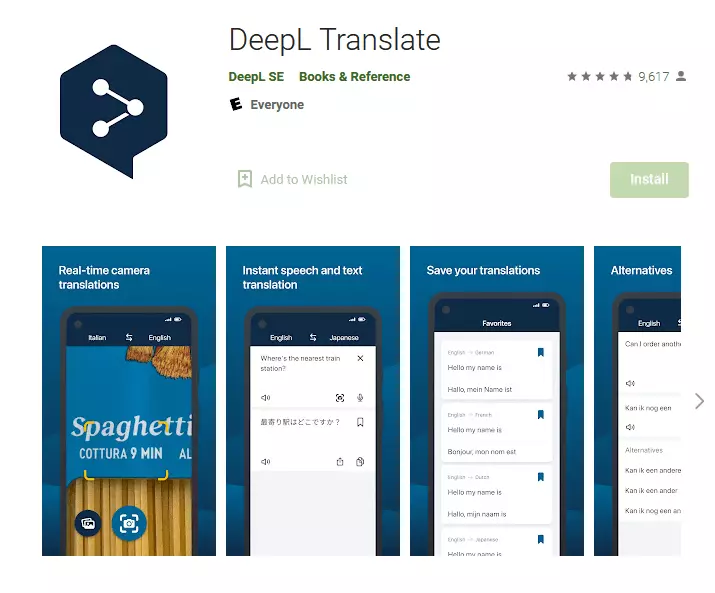 DeepL Traduttore su Google Play Store