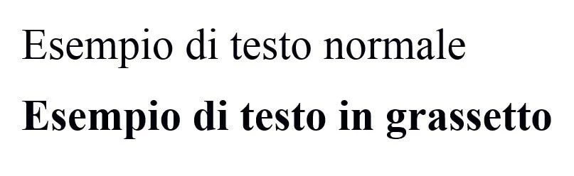 Carattere normale e in grassetto a confronto