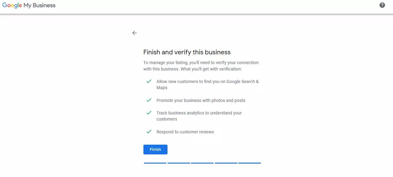 Google My Business: conferma delle informazioni inserite