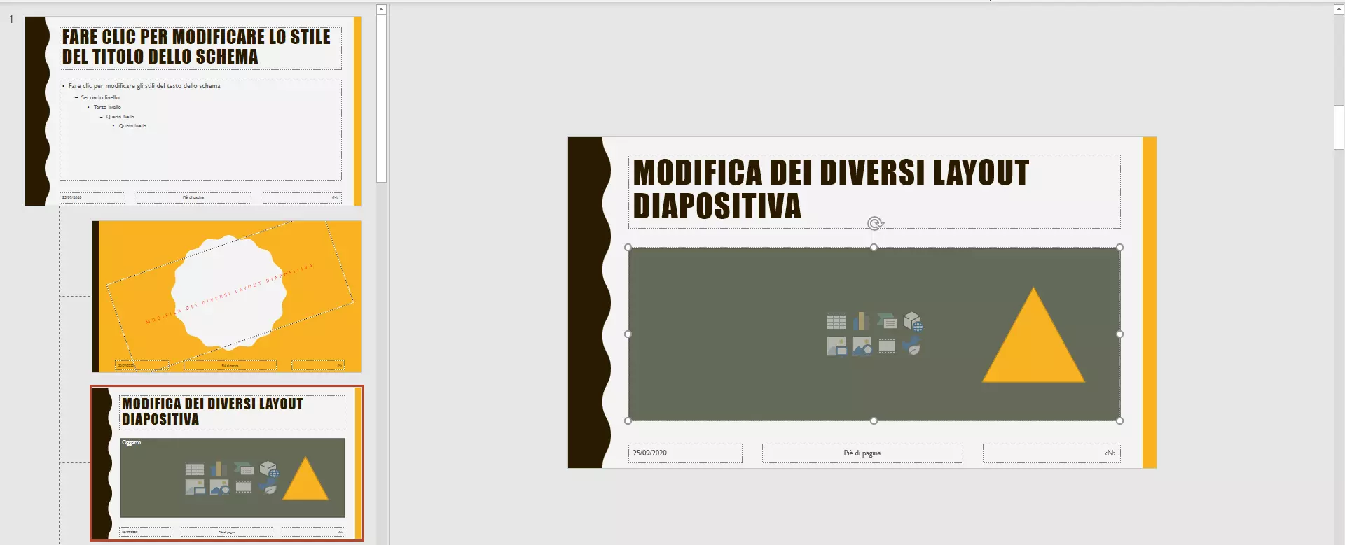 Modifica dei diversi layout diapositiva in PowerPoint 365