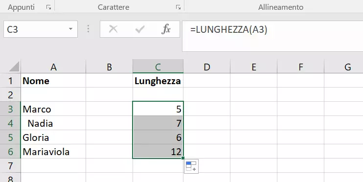 Excel: controllare il numero di caratteri con la funzione LUNGHEZZA