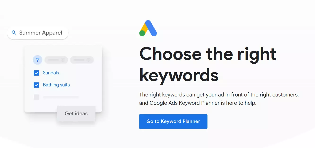 Pagina iniziale di Google Keyword Planner