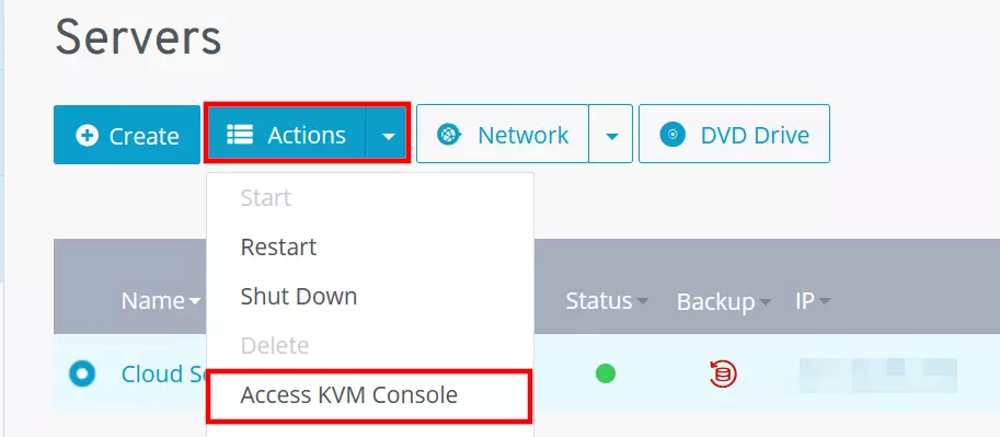 Avviare la console KVM nell’area clienti di IONOS