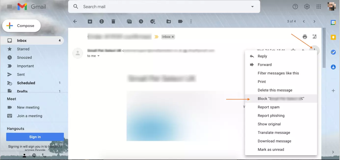 Gmail: icona con i tre punti nel menu della posta in arrivo