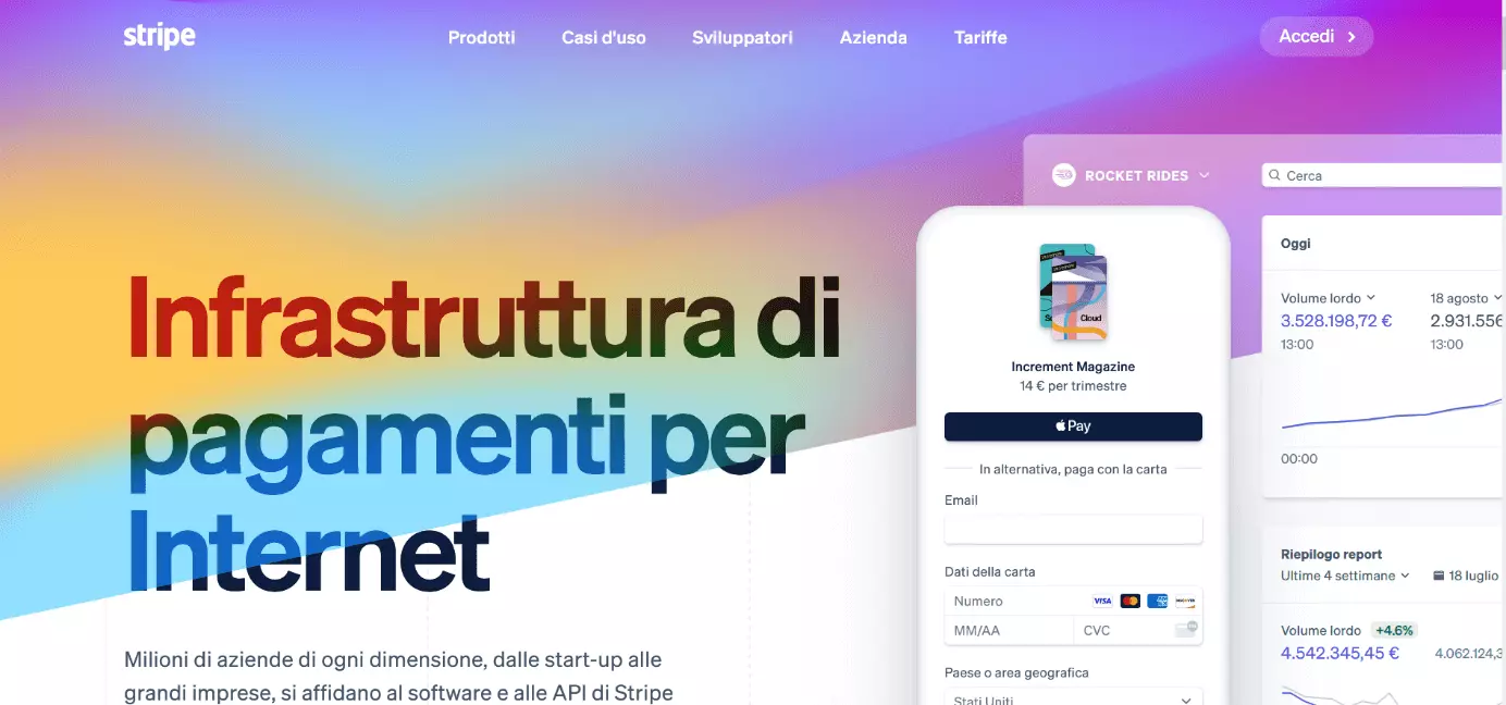 Screenshot di Stripe