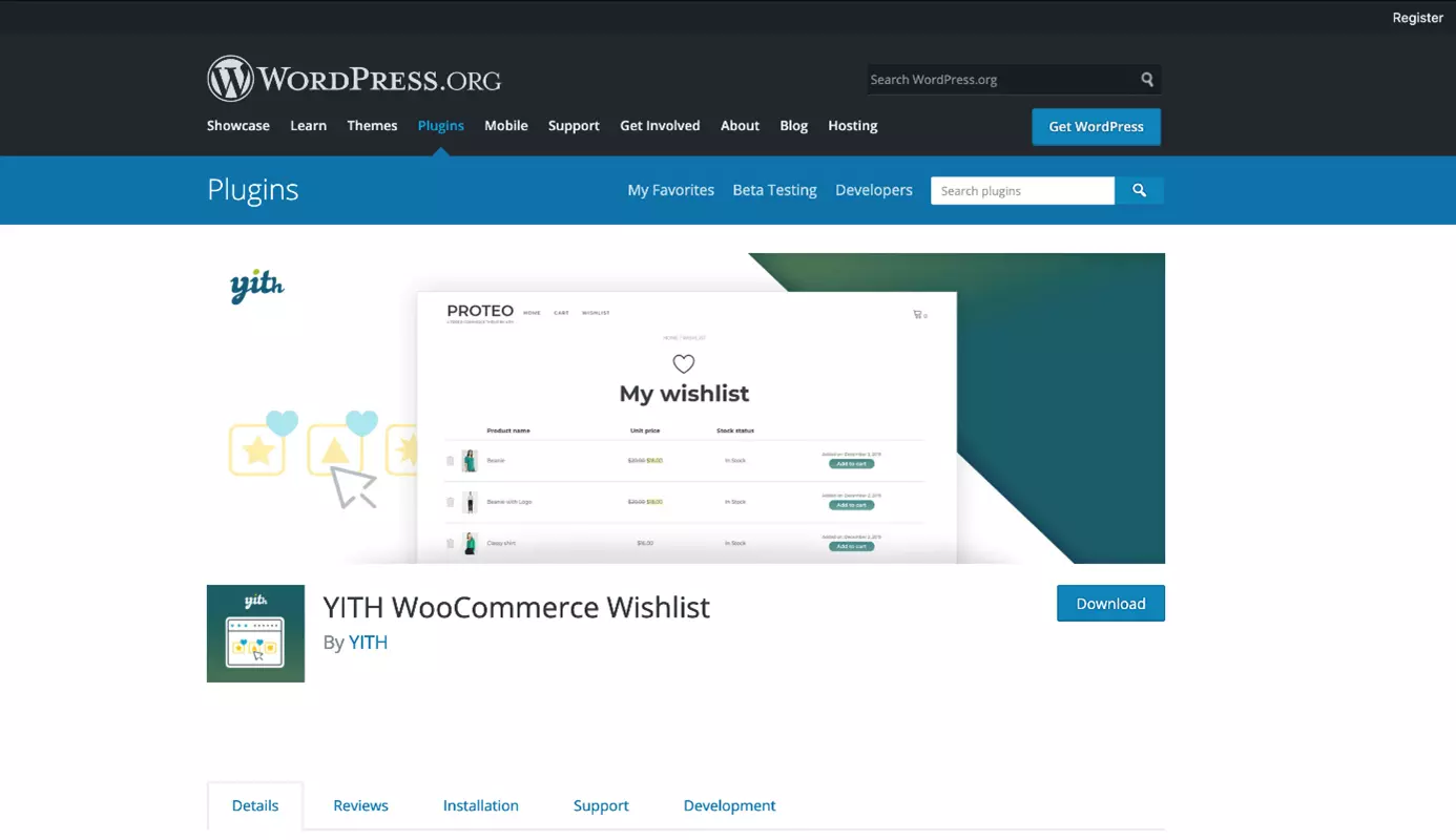 YITH WooCommerce Wishlist su WordPress.org