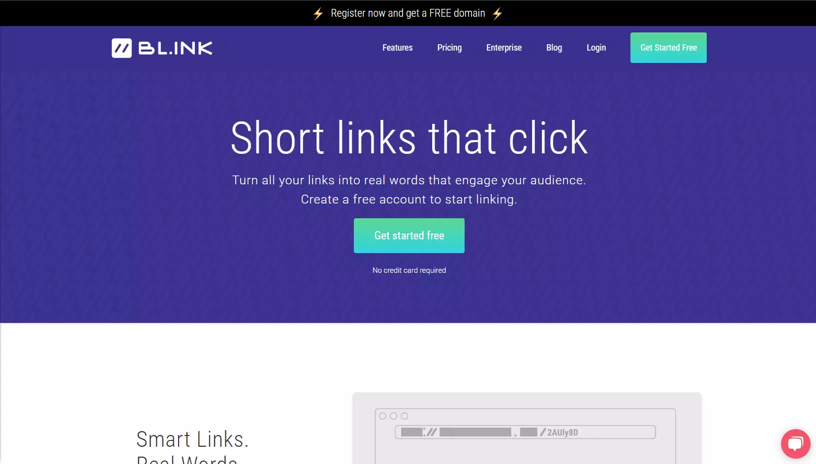 Screenshot della homepage di bl.ink