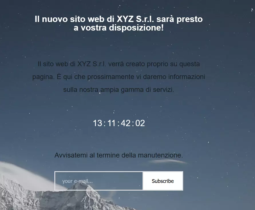 Sito web in arrivo con conto alla rovescia