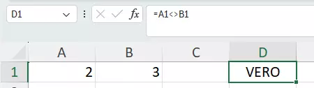 Esempio di applicazione del simbolo diverso su Excel