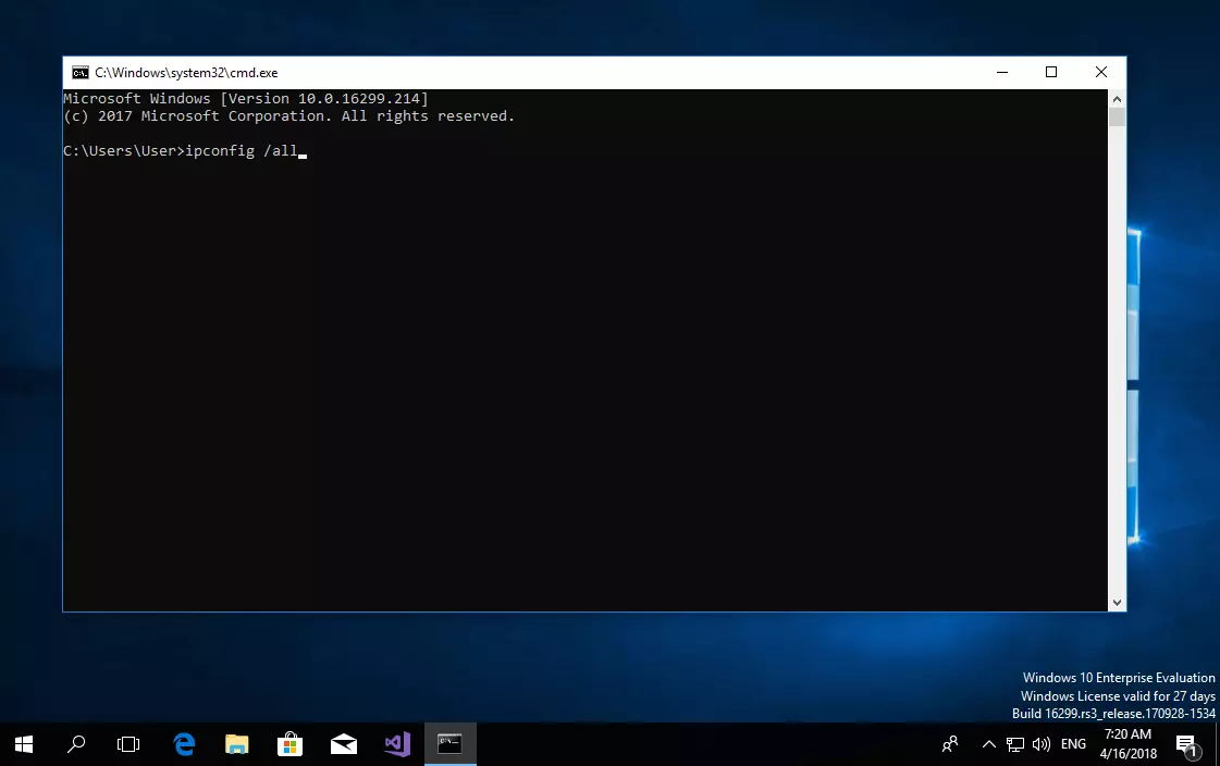 Il terminale su Windows 10 Enterprise