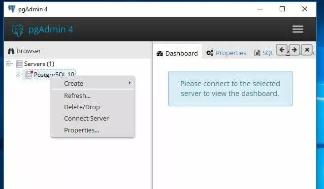 pgAdmin: Connessione al server PostgreSQL