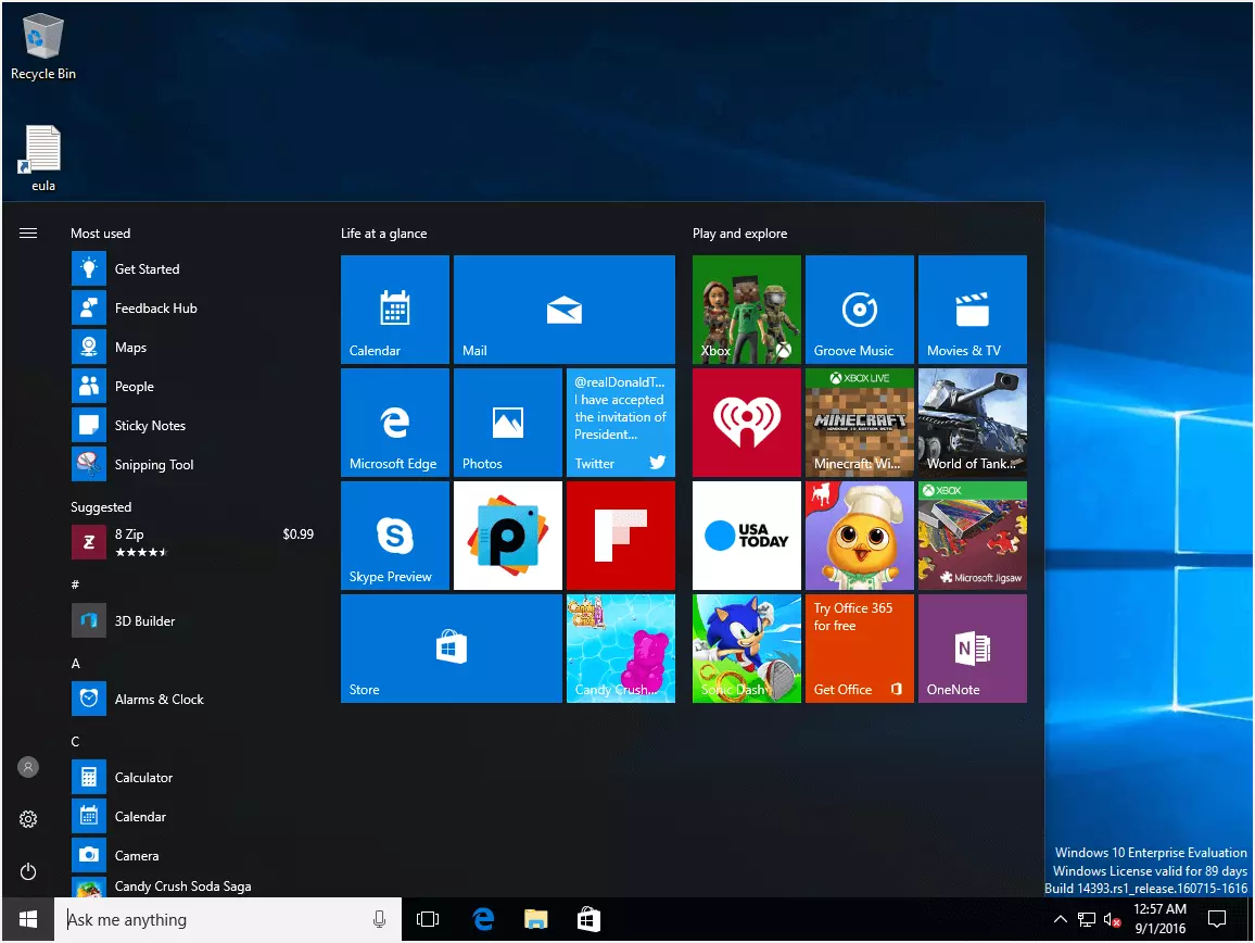 Menu Start – Windows 10