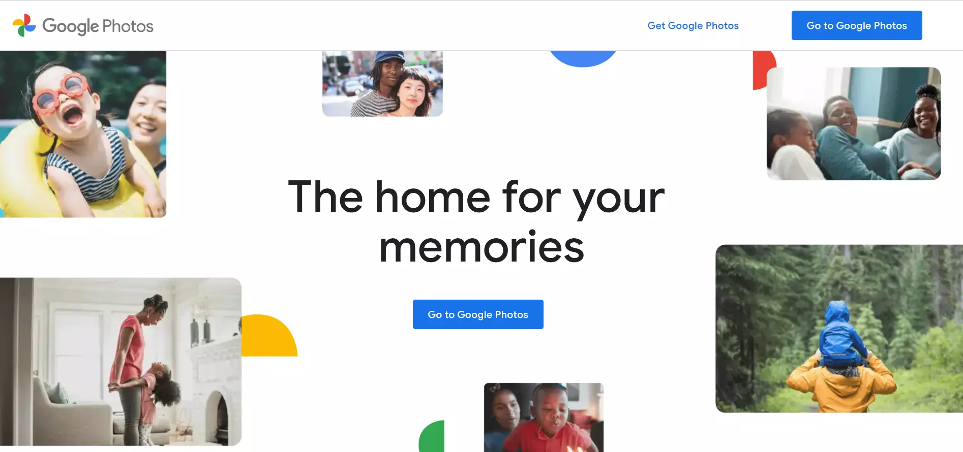 Screenshot della pagina iniziale di Google Foto