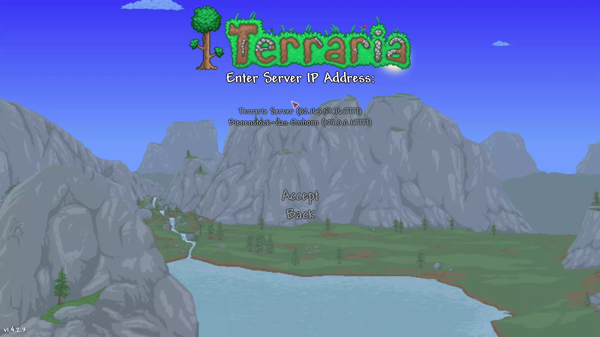 Inserimento dell’indirizzo del server Terraria