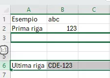 Excel: spostamento della riga