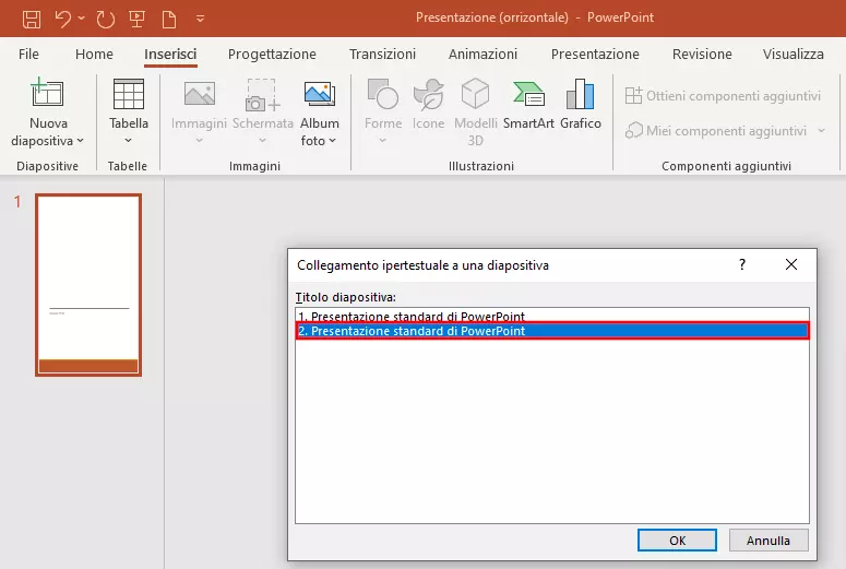 Collegamento diapositive in PowerPoint 365