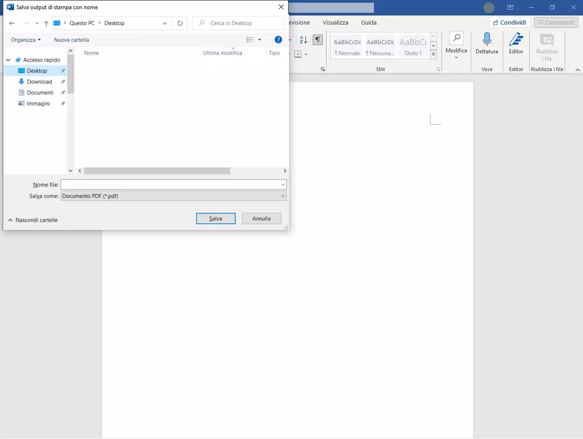 opzioni di stampa di Outlook