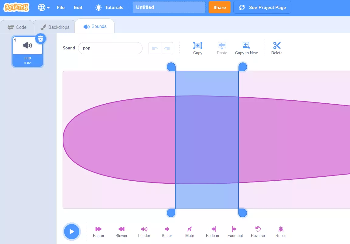 Tutoriel Scratch : fenêtre de dialogue permettant d’éditer un fichier sonore