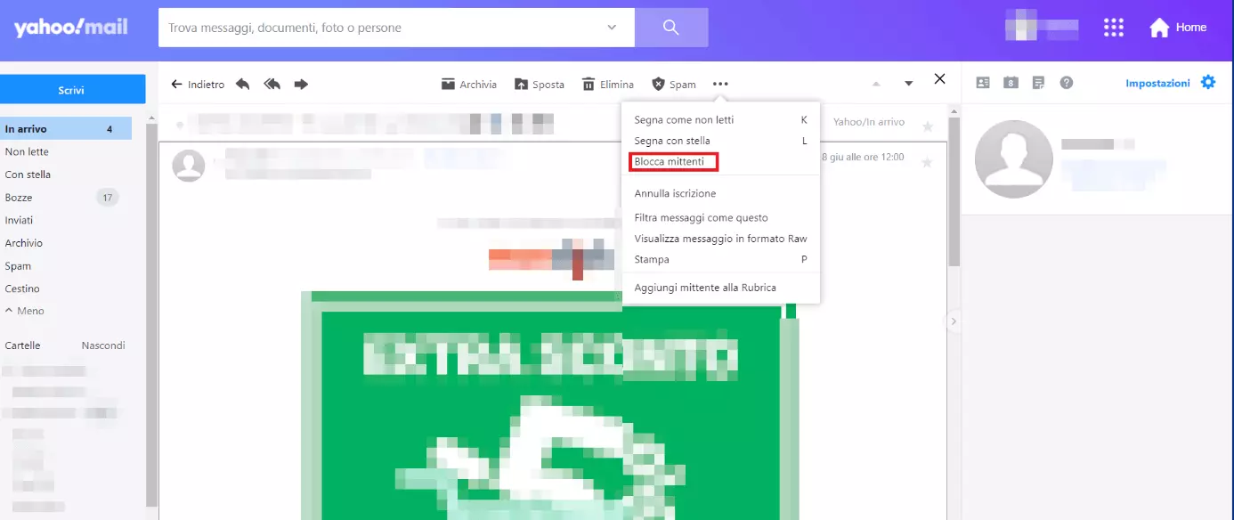 Yahoo: impostazioni per bloccare i mittenti indesiderati