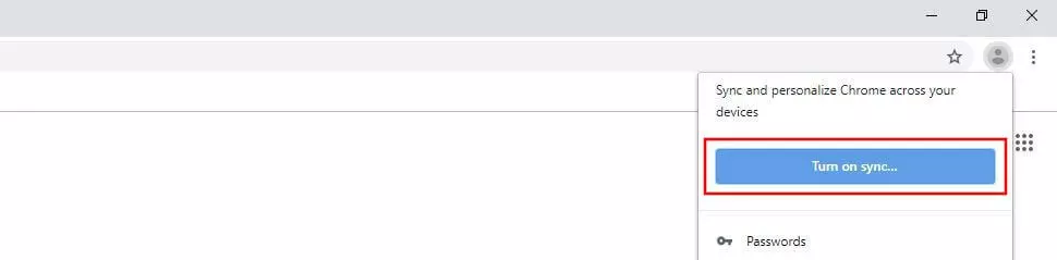 Google Chrome: pulsante “Attiva sincronizzazione”