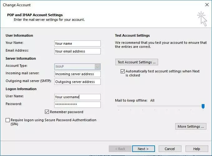 Outlook: impostazioni POP e IMAP dell’account