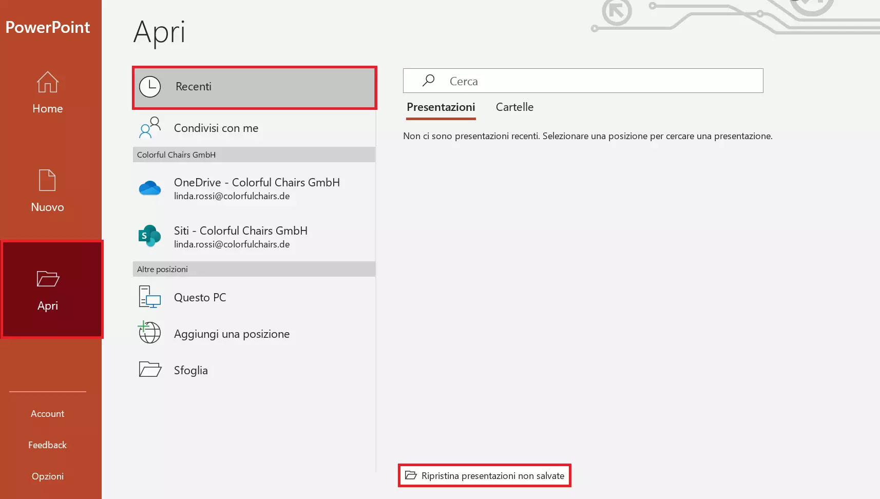 Ripristinare un file PowerPoint non salvato