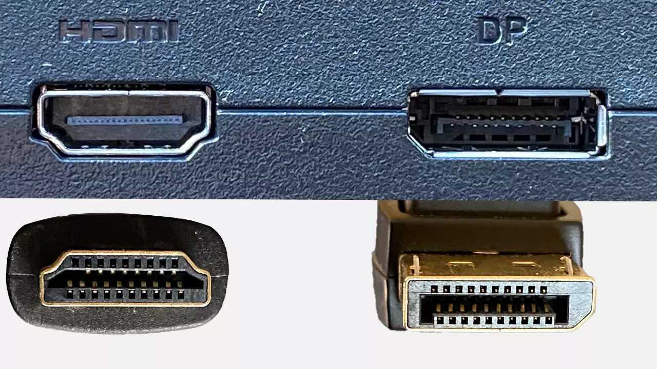 Immagine della spina e della presa di HDMI e DisplayPort