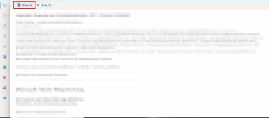 L’e-mail di nuovo per intero con l’opzione “Stampa” in alto