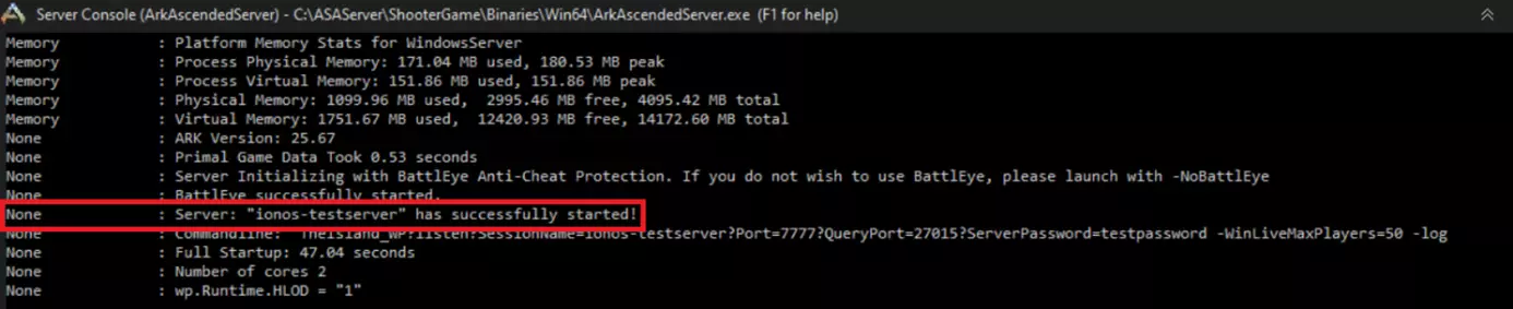 Avvio del server ARK: Survival Ascended tramite script della shell
