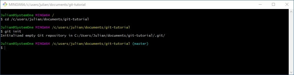 Git Bash: cambio directory e generazione repository