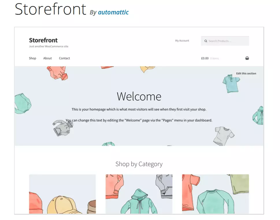 Anteprima del tema WordPress Storefront su WordPress.org