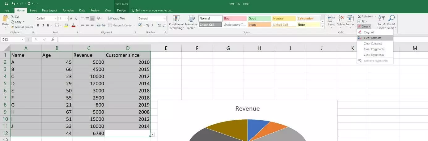 Microsoft Excel 2016: cancellare la formattazione