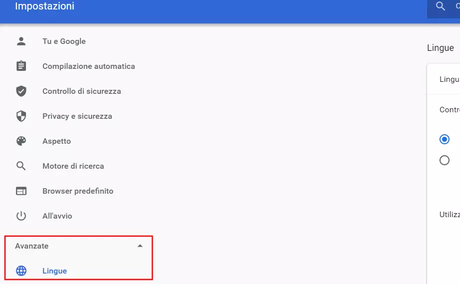 Impostazioni di Google Chrome