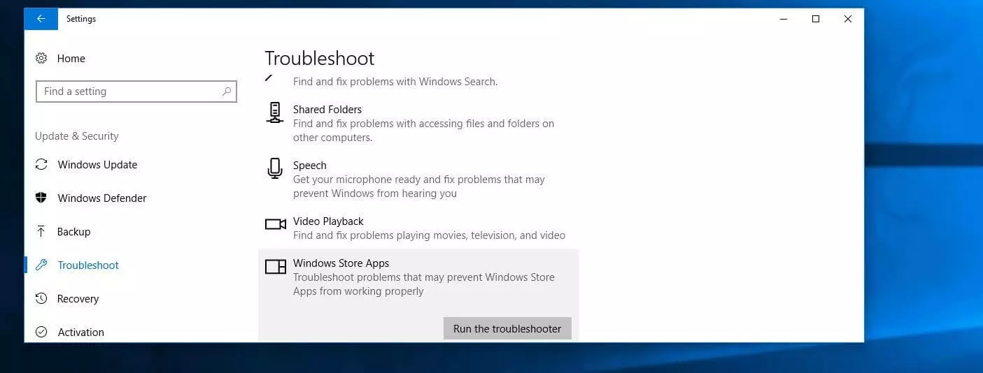 Windows 10: risoluzione dei problemi "App Windows Store"