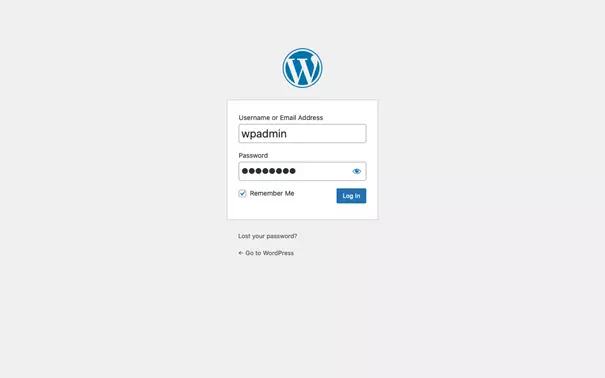 Pagina di login di WP con attivata l’opzione “Ricordami“