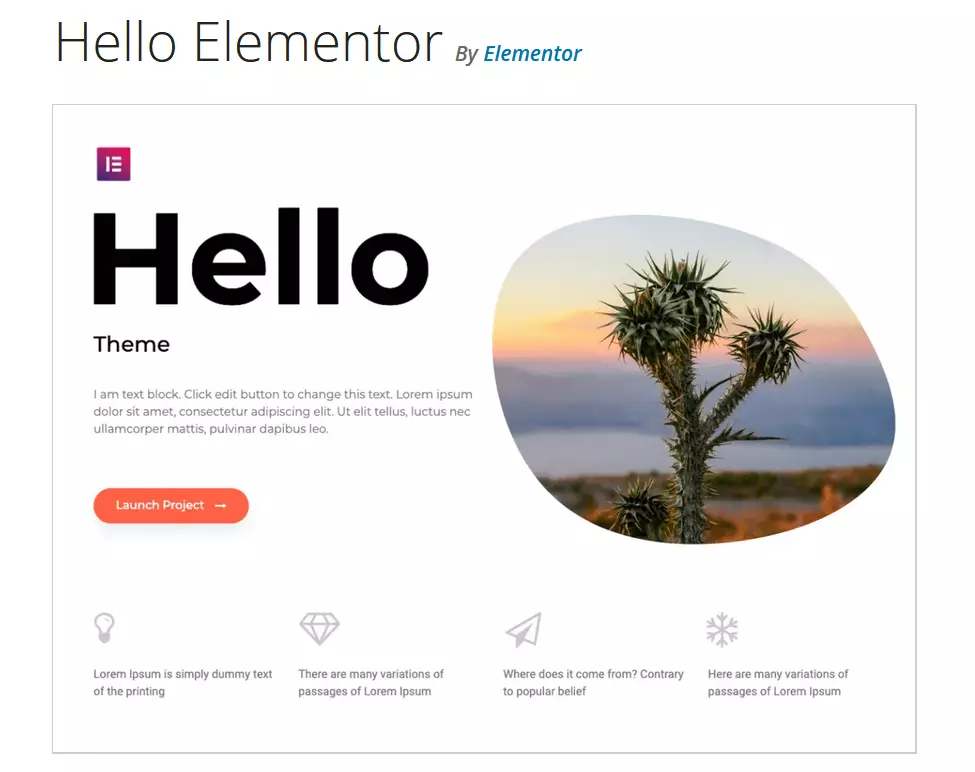 Anteprima del tema WordPress Hello Elementor su WordPress.org