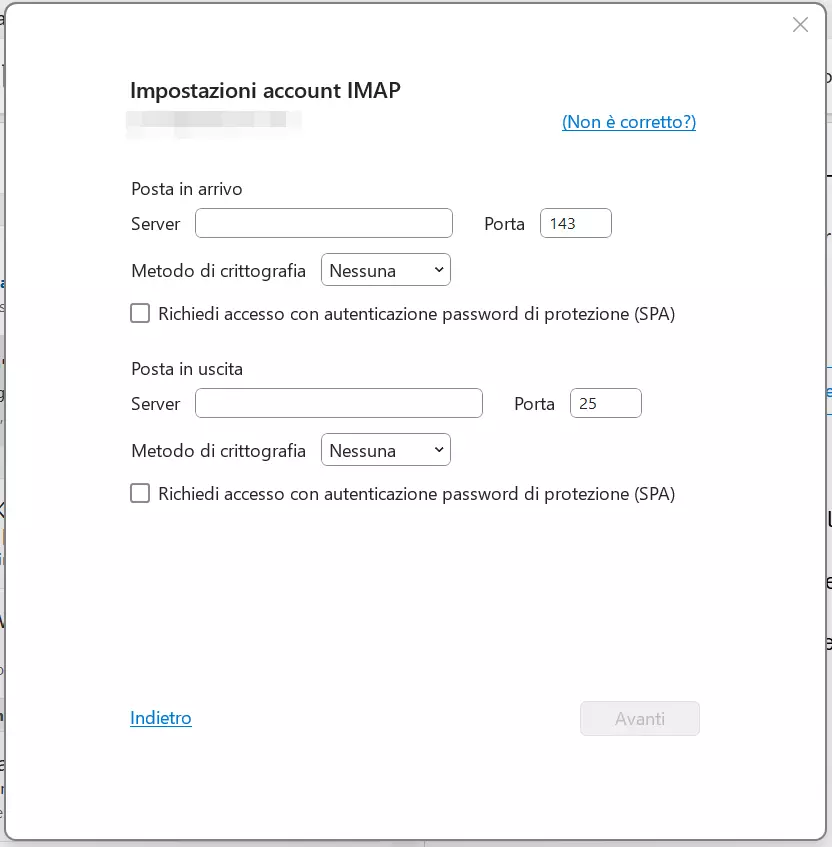 Impostazioni dell’account IMAP su Outlook