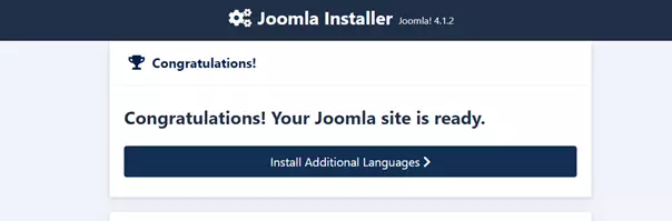 Avviso che l’operazione è andata a buon fine al termine dell’installazione di Joomla