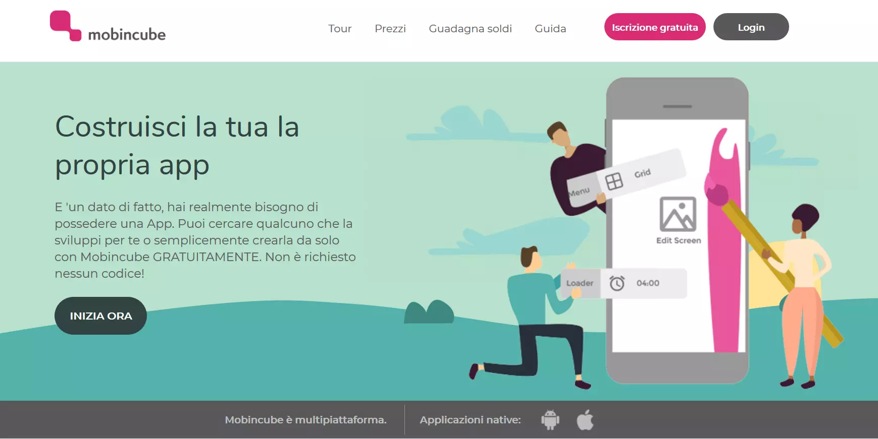 Sito ufficiale dell’app builder Mobincube