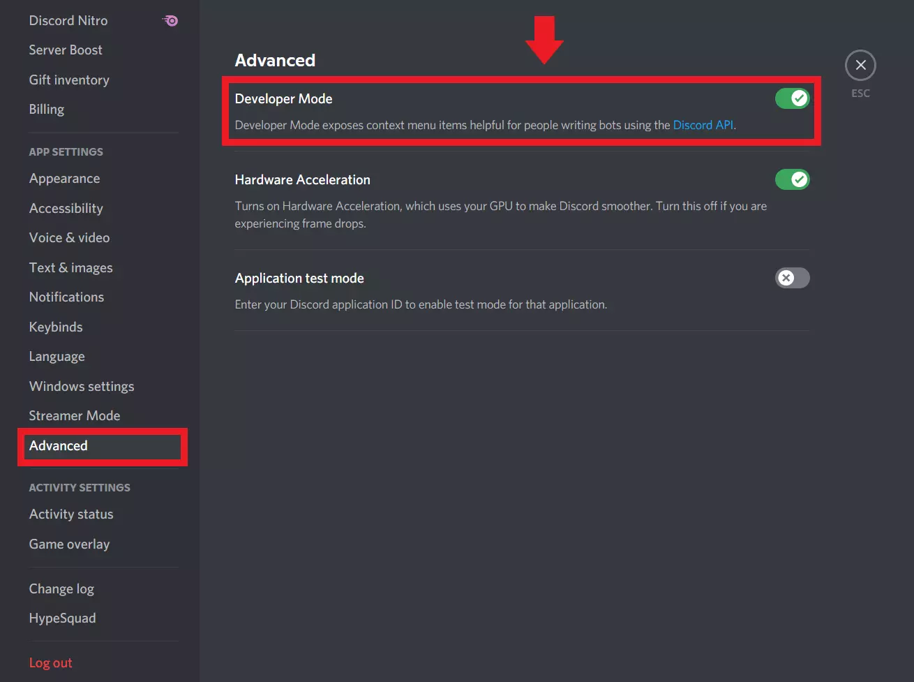 Attivate la “Modalità sviluppatore” nel vostro account Discord e fate clic su “Discord API”