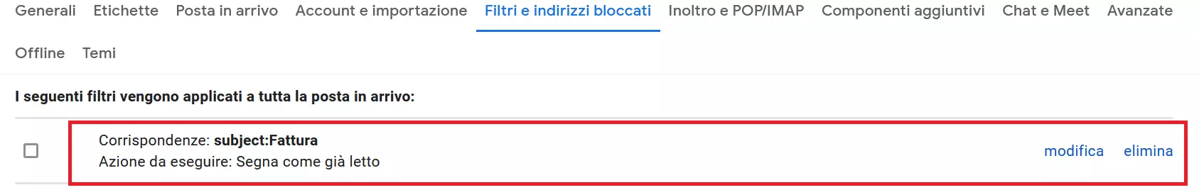 Modificare ed eliminare le regole di Gmail