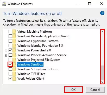 Funzionalità di Windows: attivare Windows Sandbox