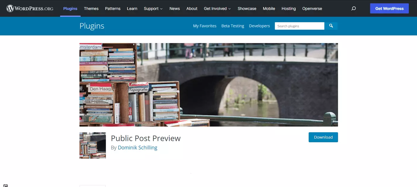 Pagina web del plugin Public Post Preview