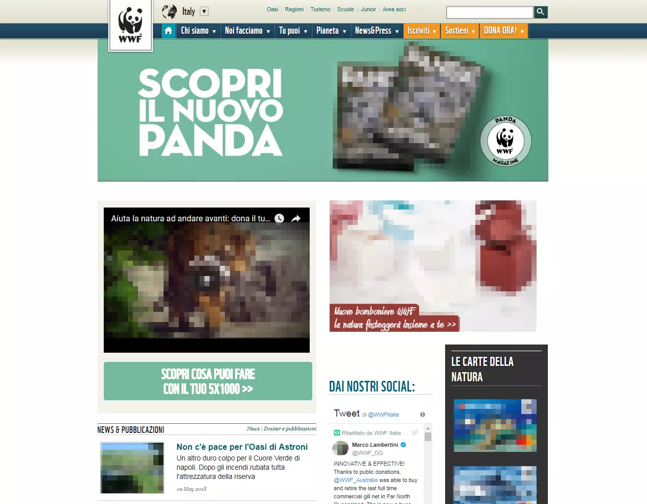 La homepage di WWF Italia