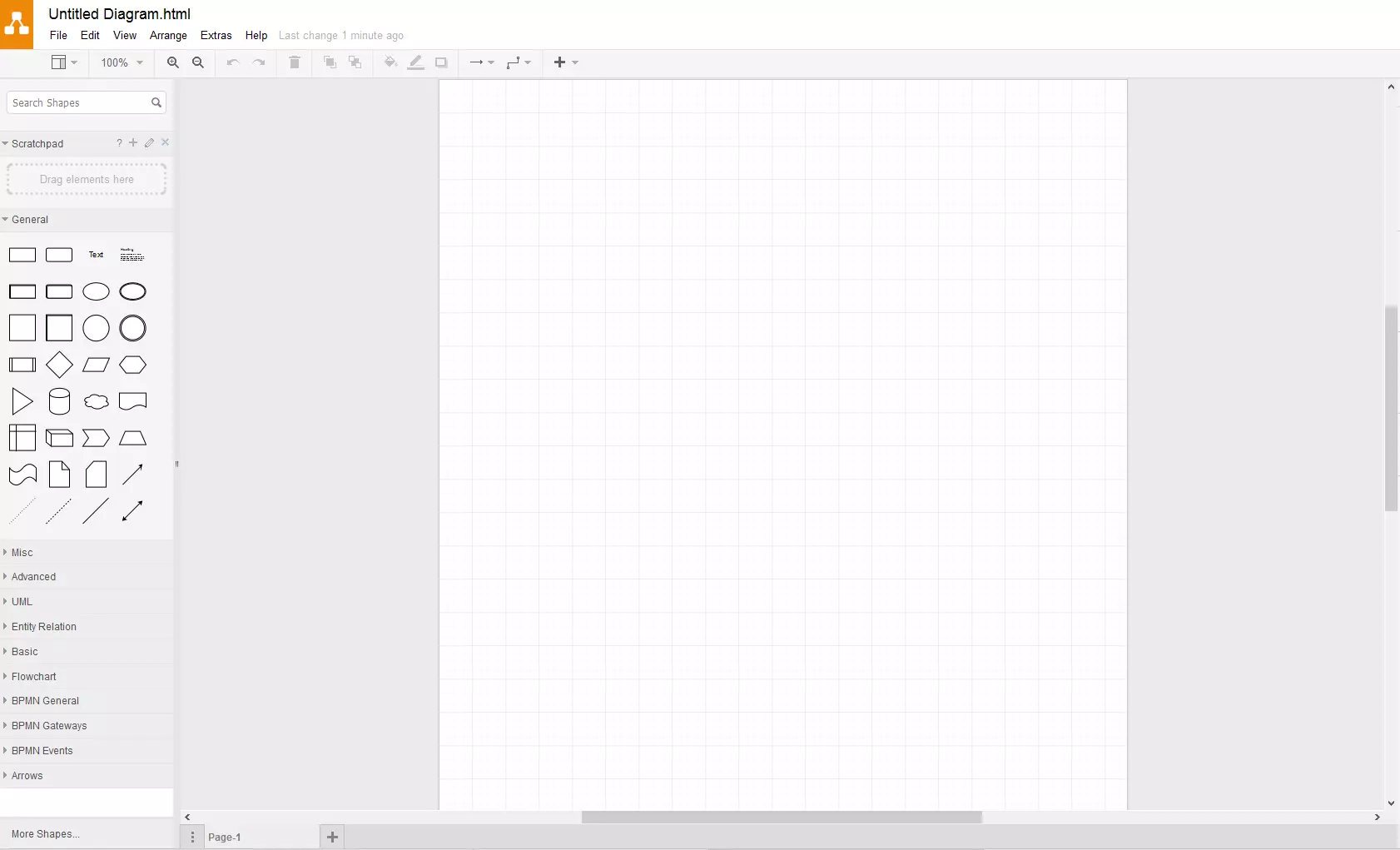 Interfaccia della web app Draw.io