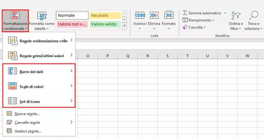 Formattazione condizionale in base ai valori