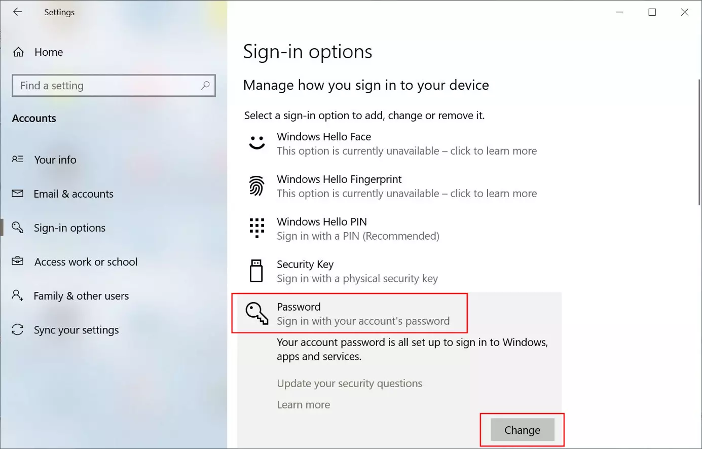 Windows 10: Opzioni di accesso con la finestra password