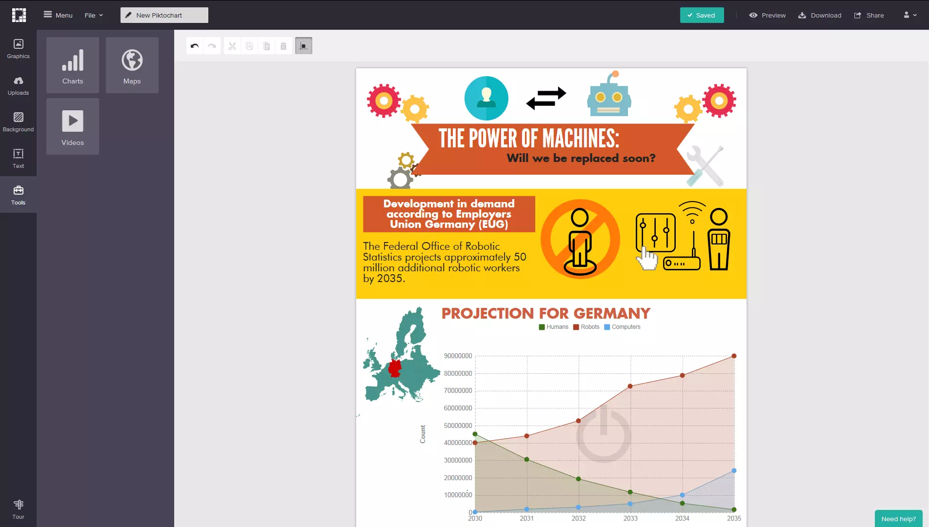 Interfaccia utente di Piktochart