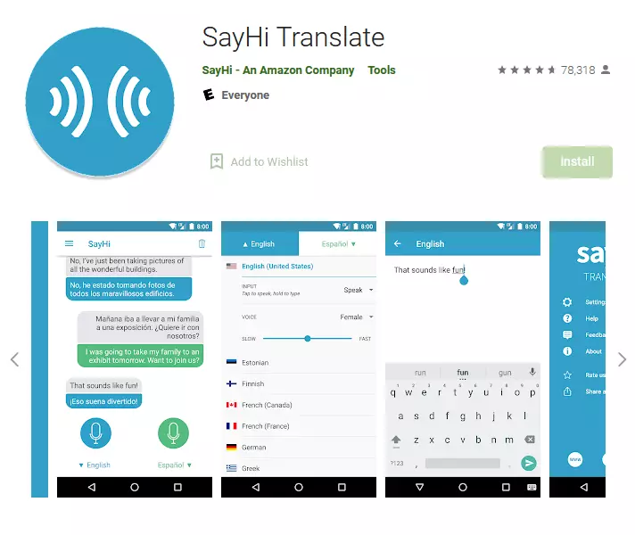 SayHi Traduttore su Google Play Store