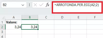 Funzione ARROTONDA.PER.ECC su Excel con due cifre decimali